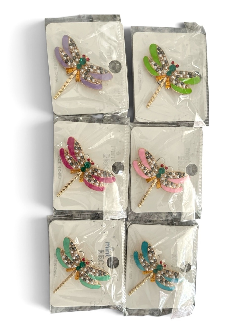 12 FABULOUS JEWELED DRAGONFLY MULTI BROOCHES